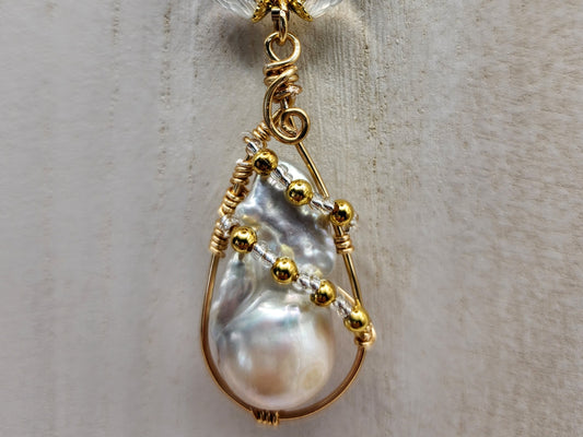 "Mystique" Baroque Pearl Pendant Necklace with Freshwater Pearls