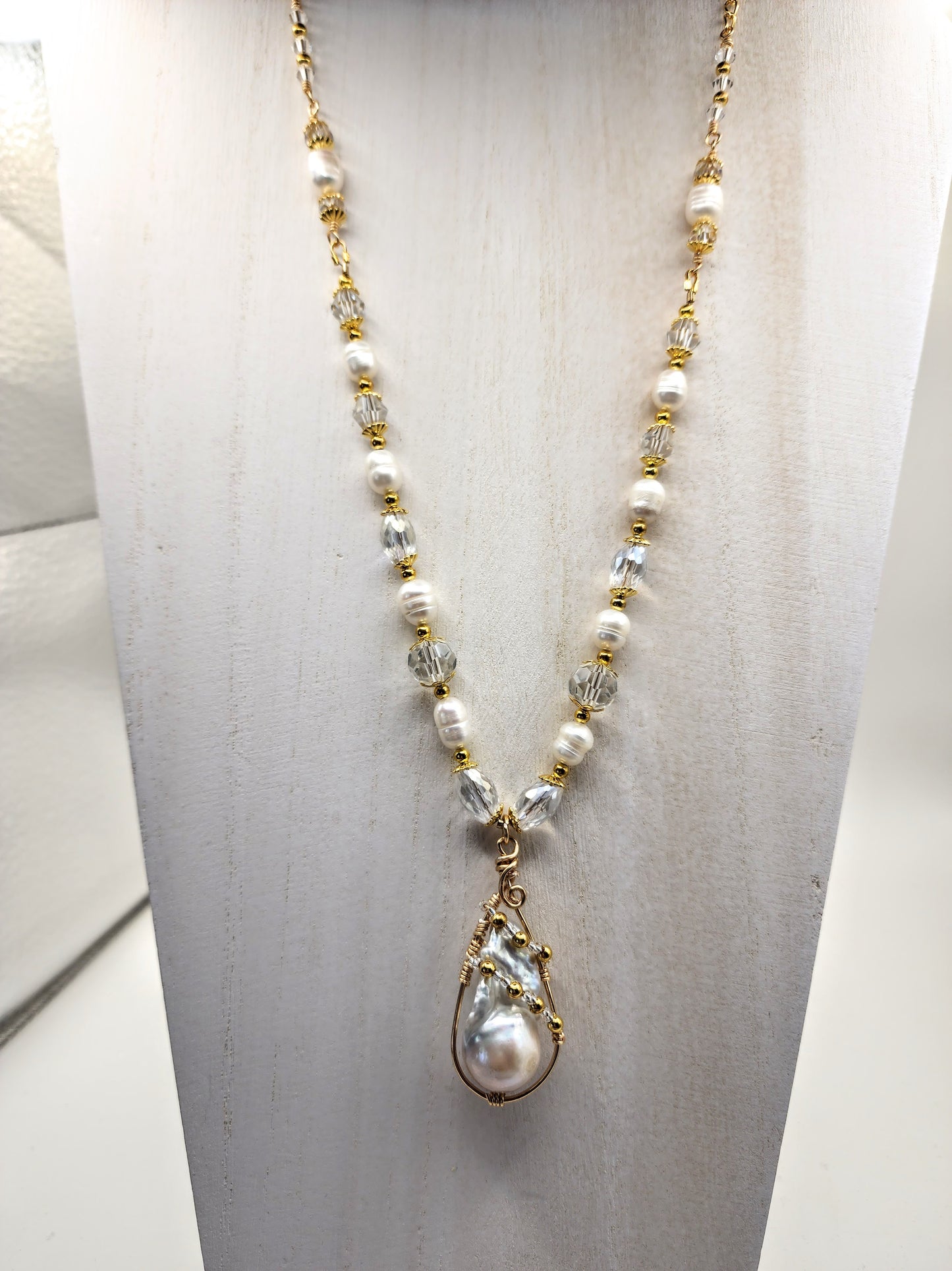 "Mystique" Baroque Pearl Pendant Necklace with Freshwater Pearls