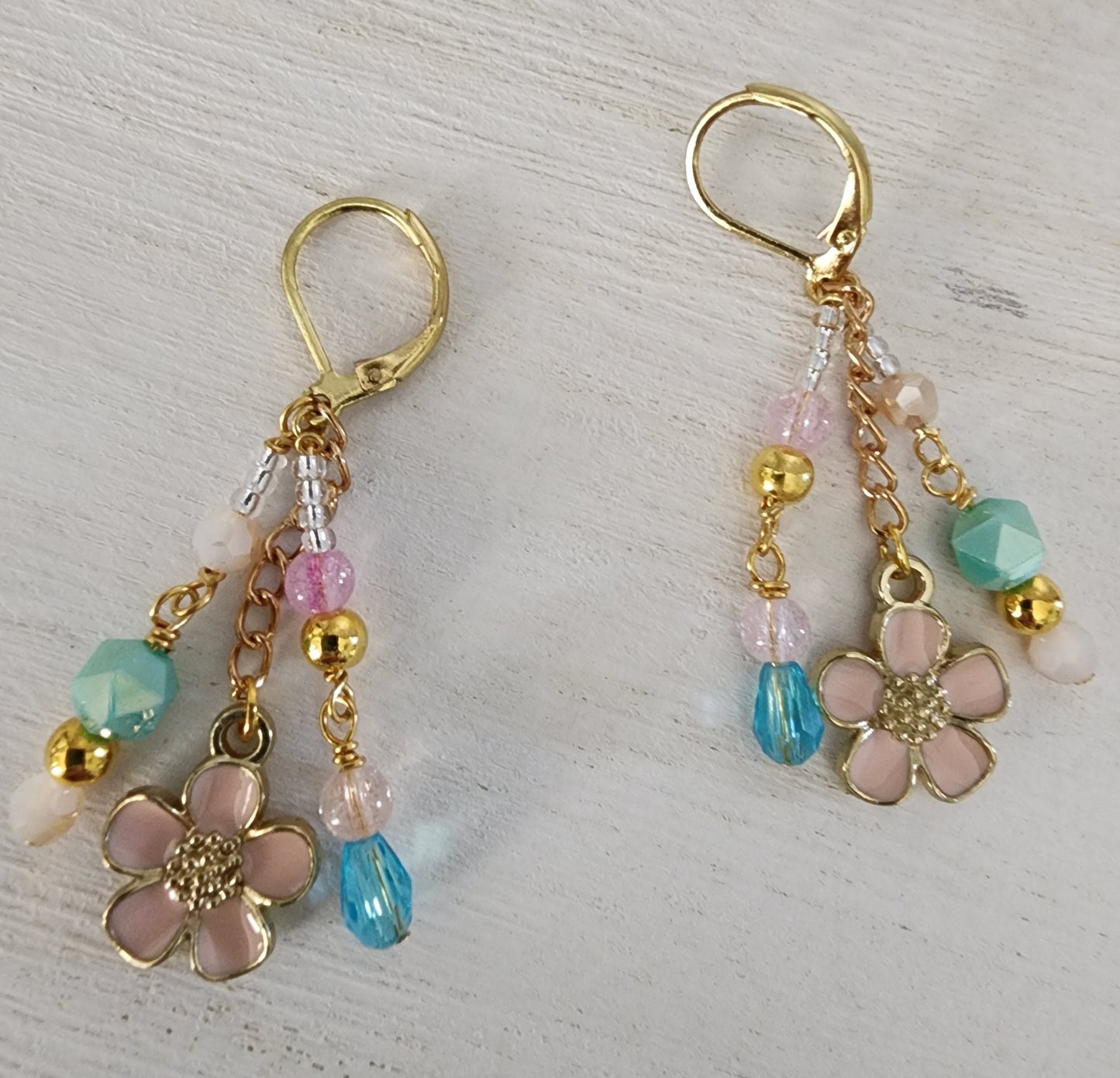 Dainty Flower Earrings with Bead accents - Wolf Moon Designs