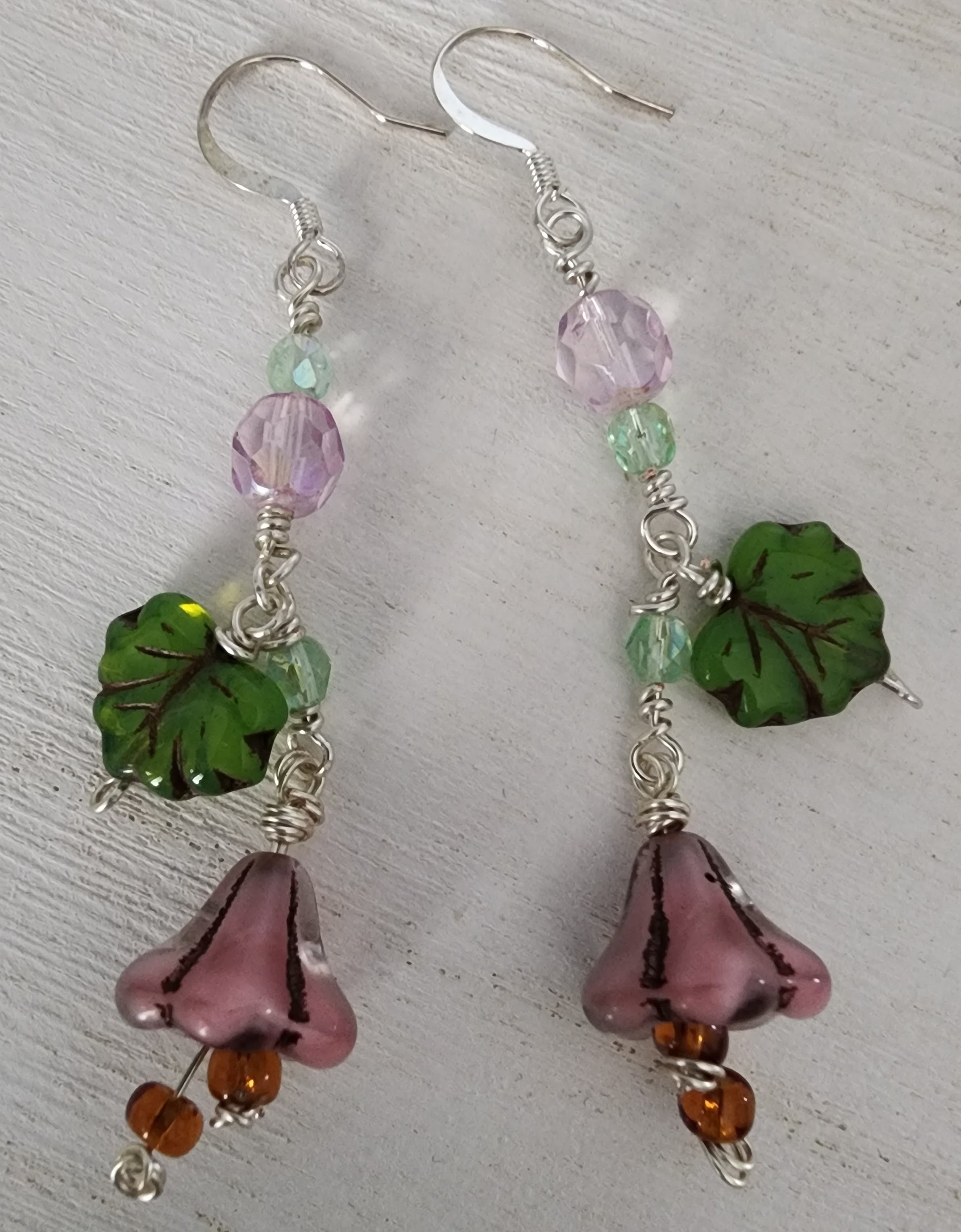 Flower and Leaf Earrings - Wolf Moon Designs