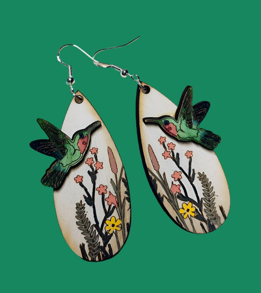 Hummingbird Floral Earrings - Wolf Moon Designs