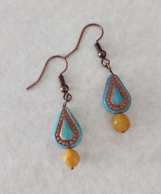 Teardrop & Jade Southwest Earrings - Wolf Moon Designs