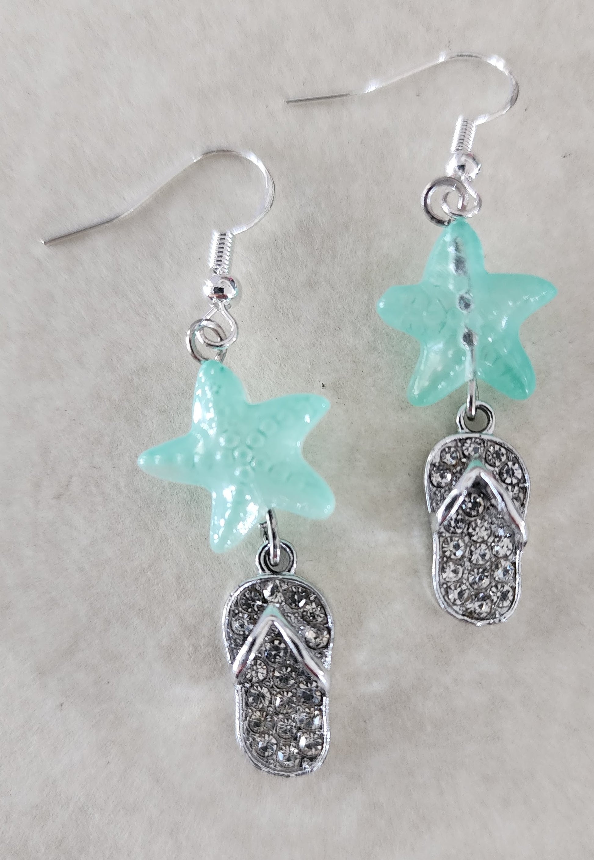 Beachy Starfish Flip Flop Earrings - Wolf Moon Designs