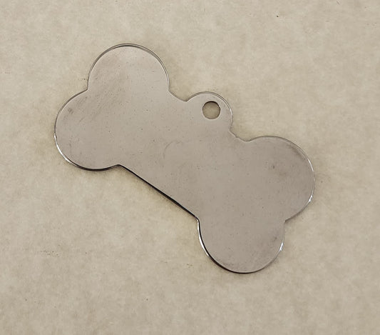 Engravable Stainless Steel Dog Bone Tag - Wolf Moon Designs