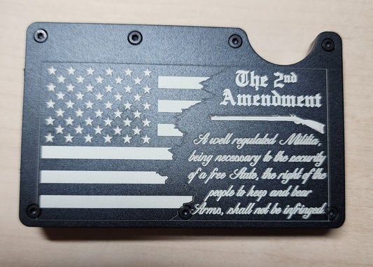 2nd Amendment RFID Slim Metal Laser Etched Wallet - Wolf Moon Designs