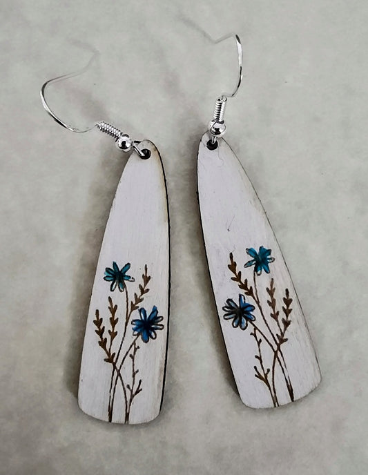 Delicate Blue Floral Earrings - Wolf Moon Designs