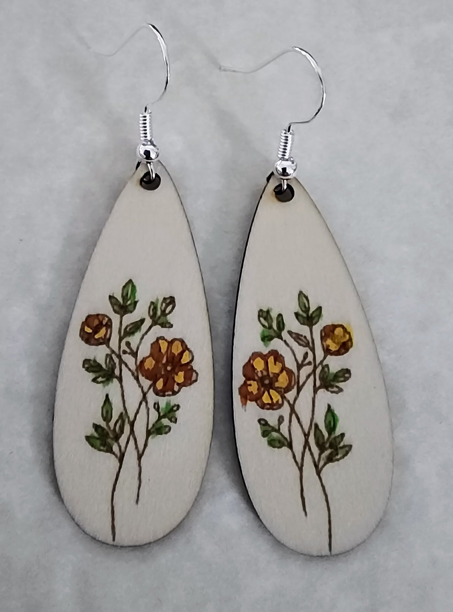 Line Drawn Floral Earrings - Wolf Moon Designs