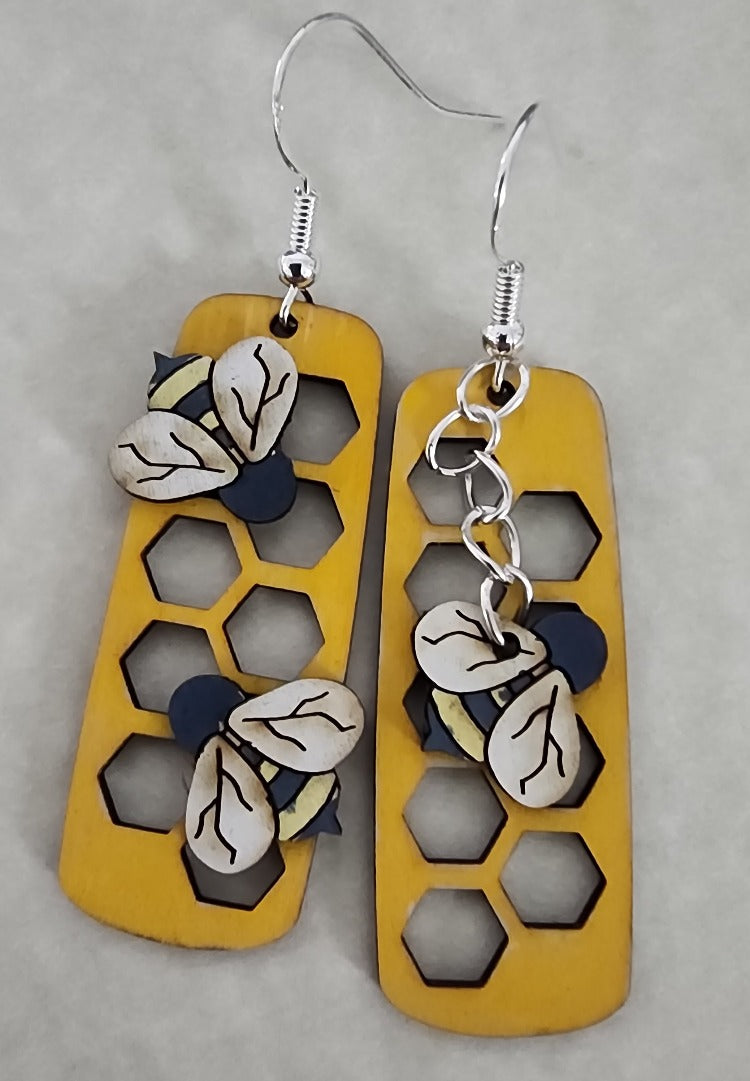 Bee Honeycomb Earrings - Wolf Moon Designs