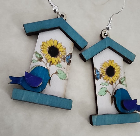 Birdhouse Earrings - Wolf Moon Designs