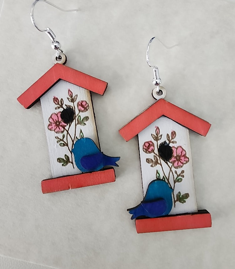 Birdhouse Earrings - Wolf Moon Designs