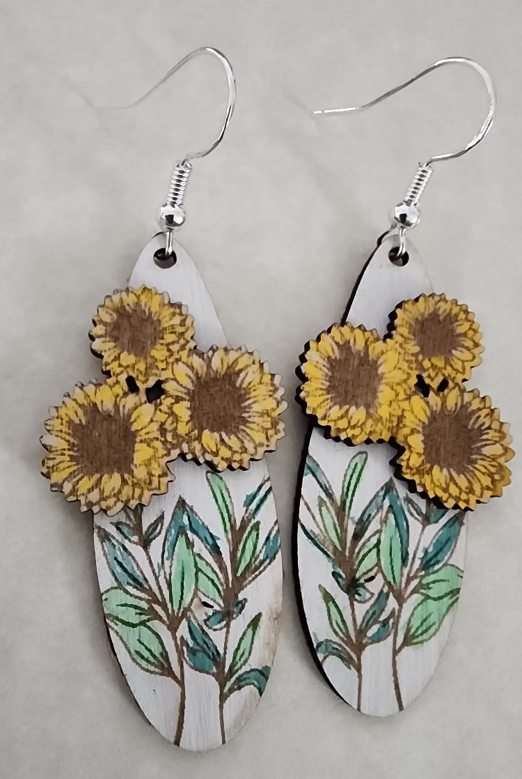 Sunflower Trio Earrings - Wolf Moon Designs