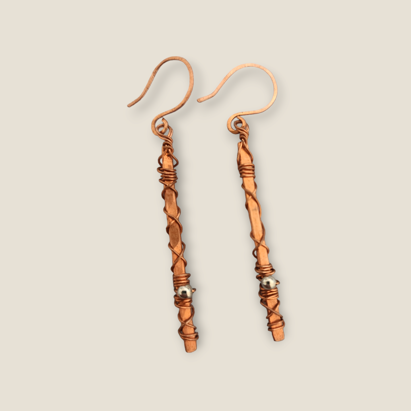 Wire Wrapped Hand Forged Copper Earrings - Wolf Moon Designs