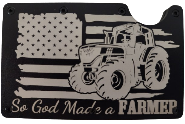 So God Made A Farmer RFID Custom Slim Metal Wallet - Black - Wolf Moon Designs