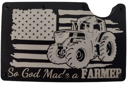 So God Made A Farmer RFID Custom Slim Metal Wallet - Black - Wolf Moon Designs