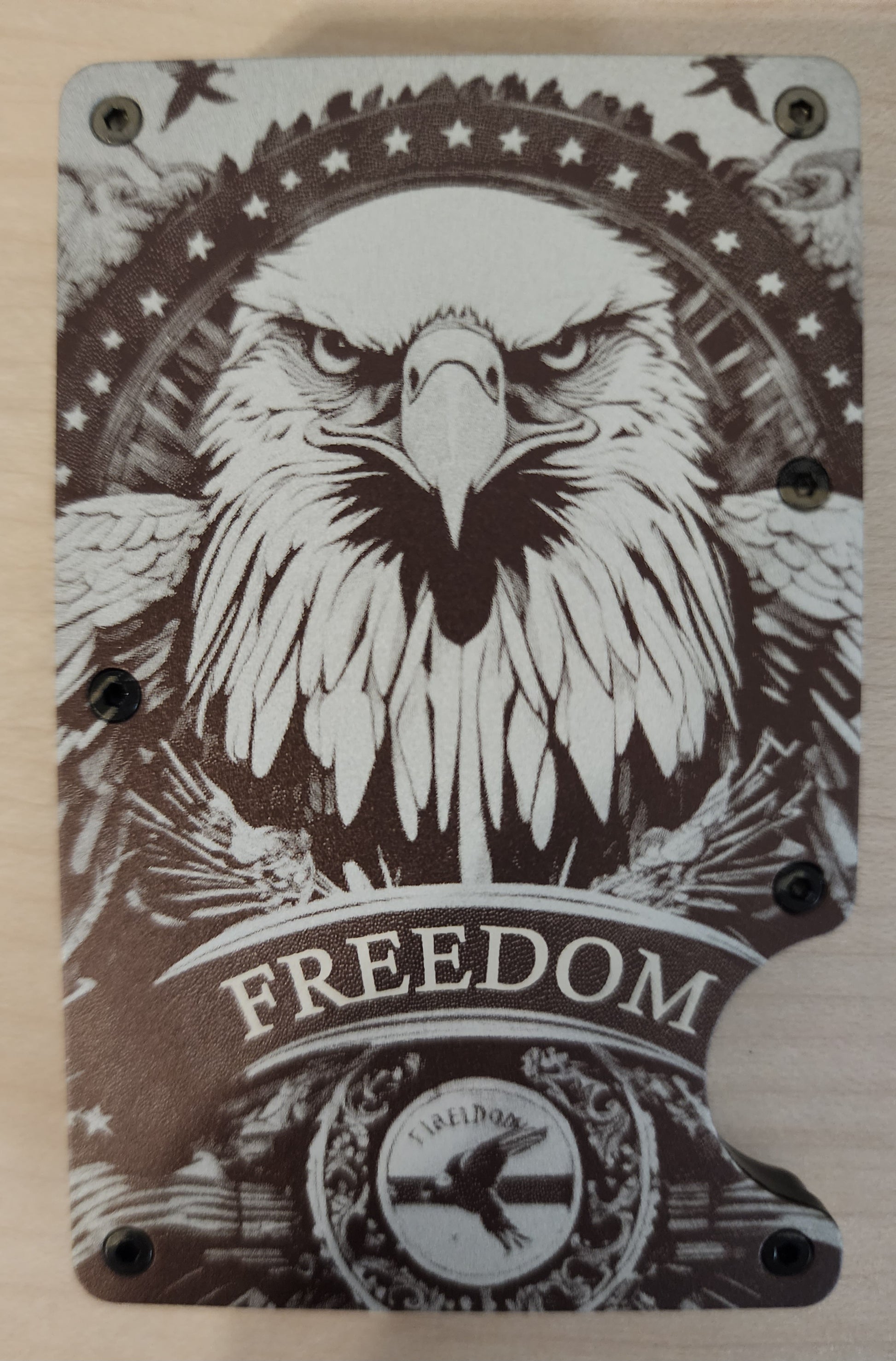 Freedom RFID Custom Slim Metal Wallet - Wolf Moon Designs