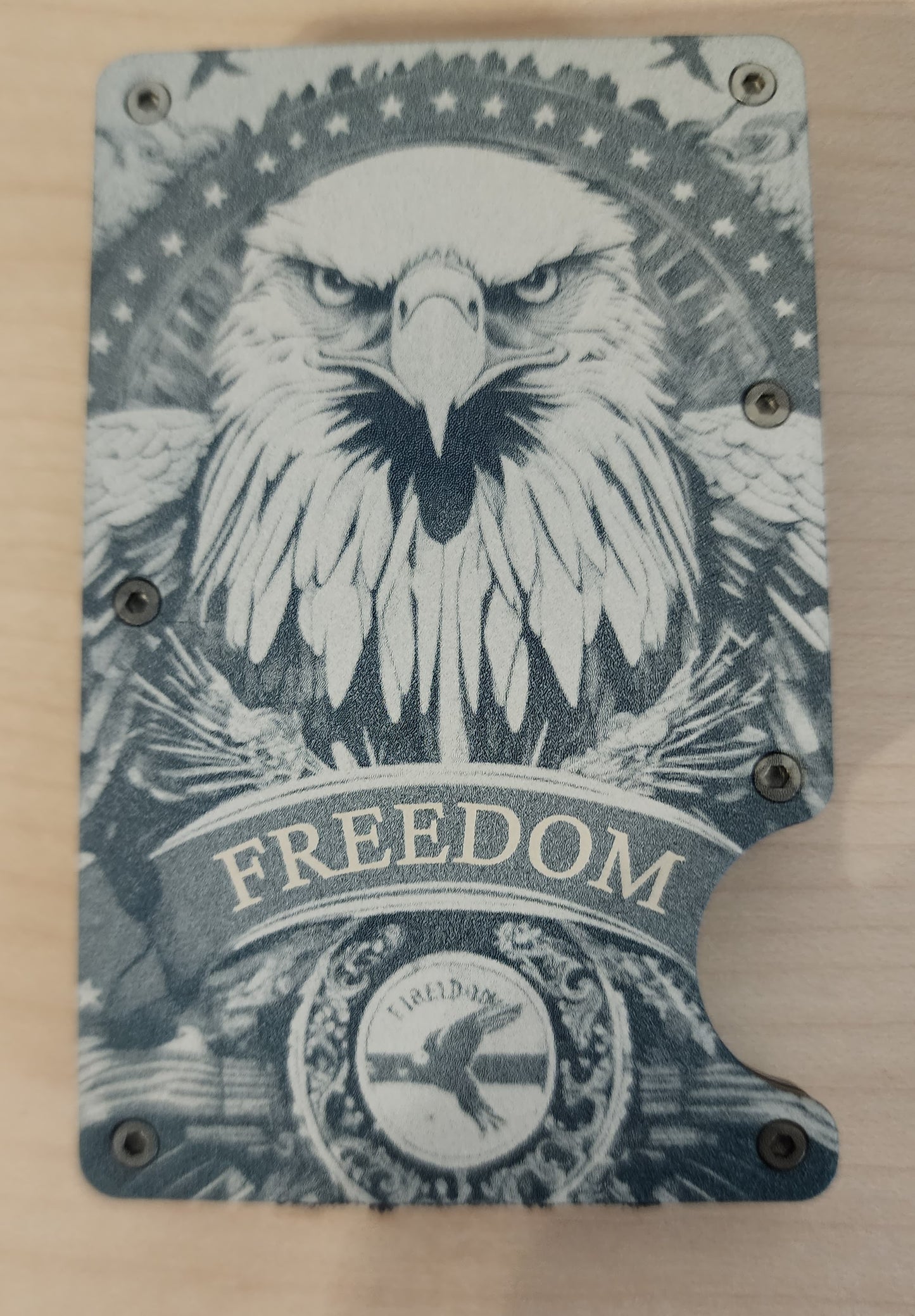 Freedom RFID Custom Slim Metal Wallet - Wolf Moon Designs