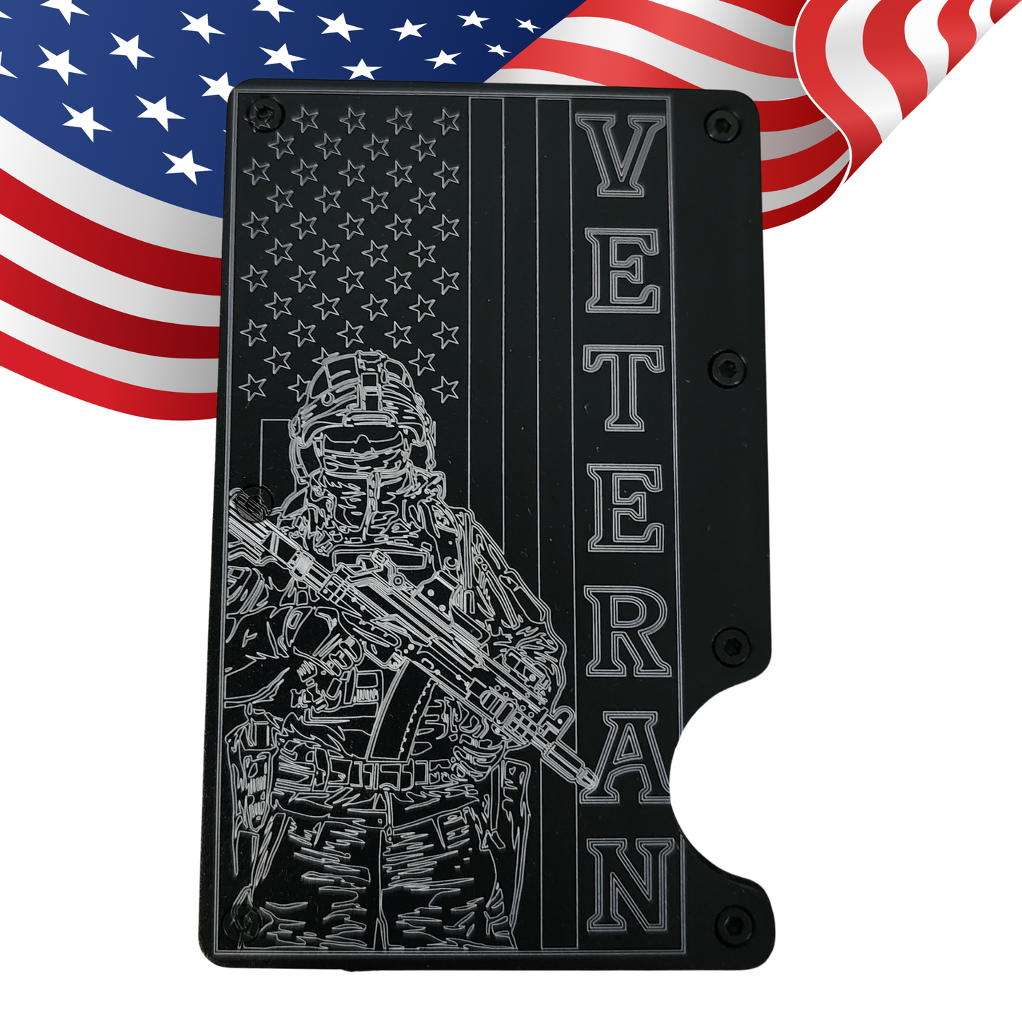 Veteran RFID Slim Metal Laser Etched Wallet - 2 options