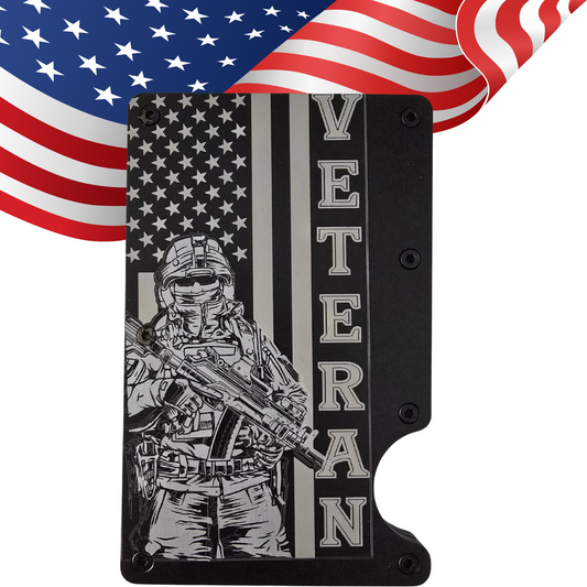 Veteran RFID Slim Metal Laser Etched Wallet - 2 options