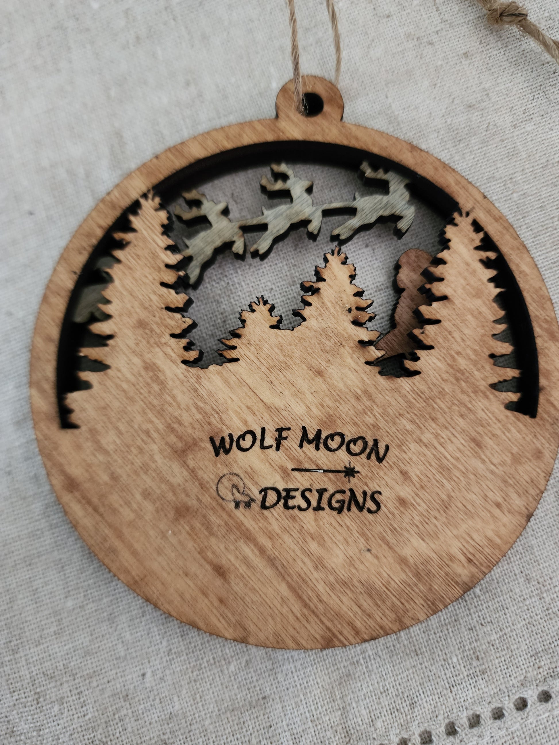 Merry Squatch-mas Wood Ornament - Wolf Moon Designs