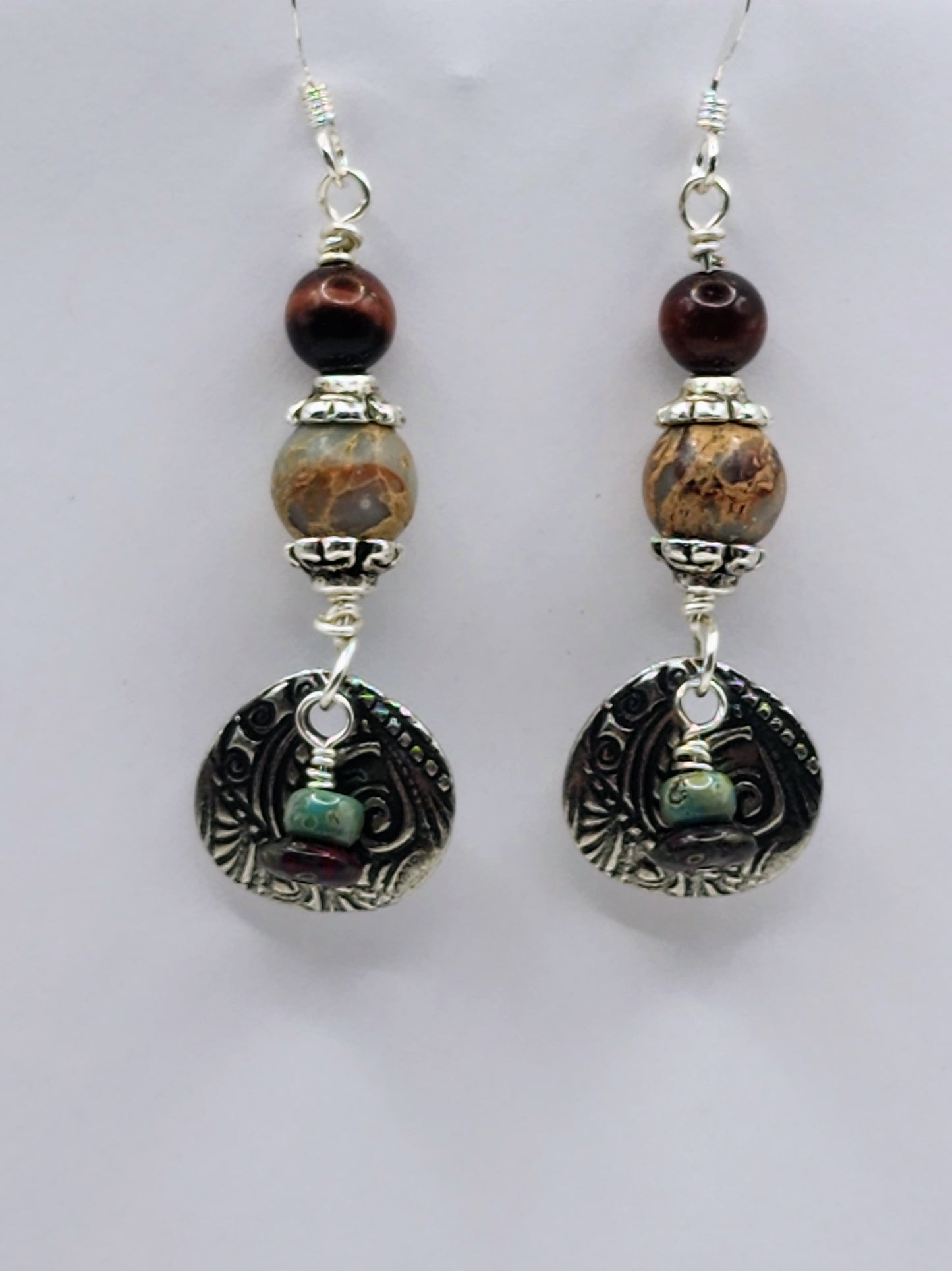 Jasper and Tiger Eye Earrings - Wolf Moon Designs