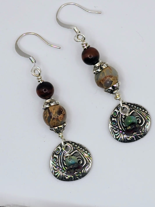 Jasper and Tiger Eye Earrings - Wolf Moon Designs