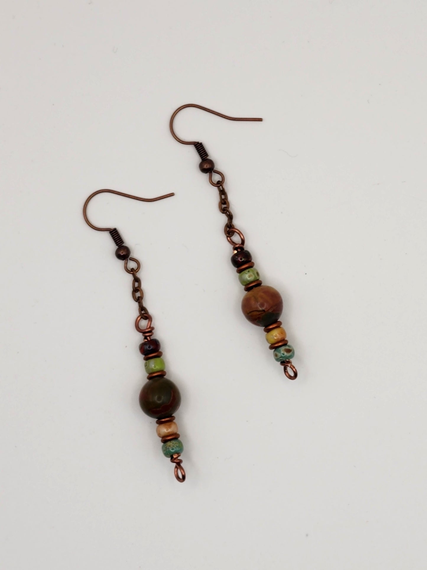 Antique Copper Chain Earrings - Wolf Moon Designs