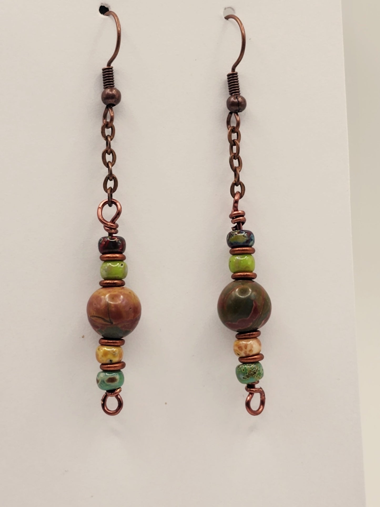 Antique Copper Chain Earrings - Wolf Moon Designs