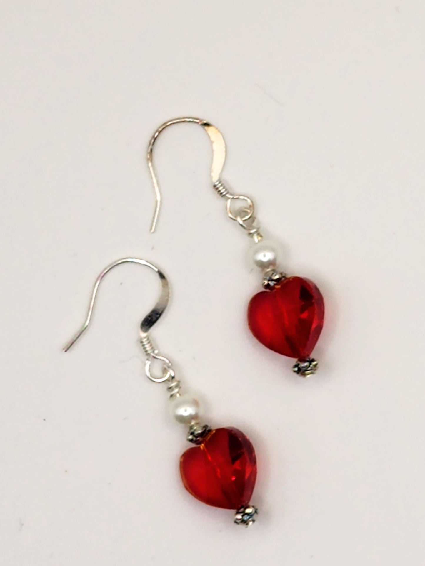 Red Crystal Heart Earrings - Wolf Moon Designs