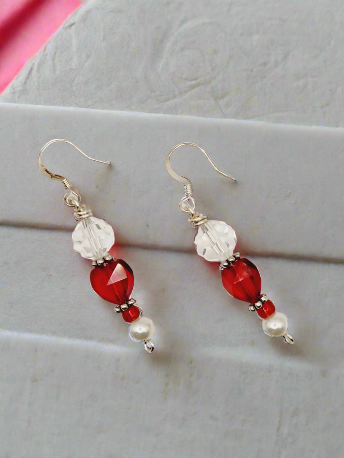 Red Heart Dangle Earrings - Wolf Moon Designs