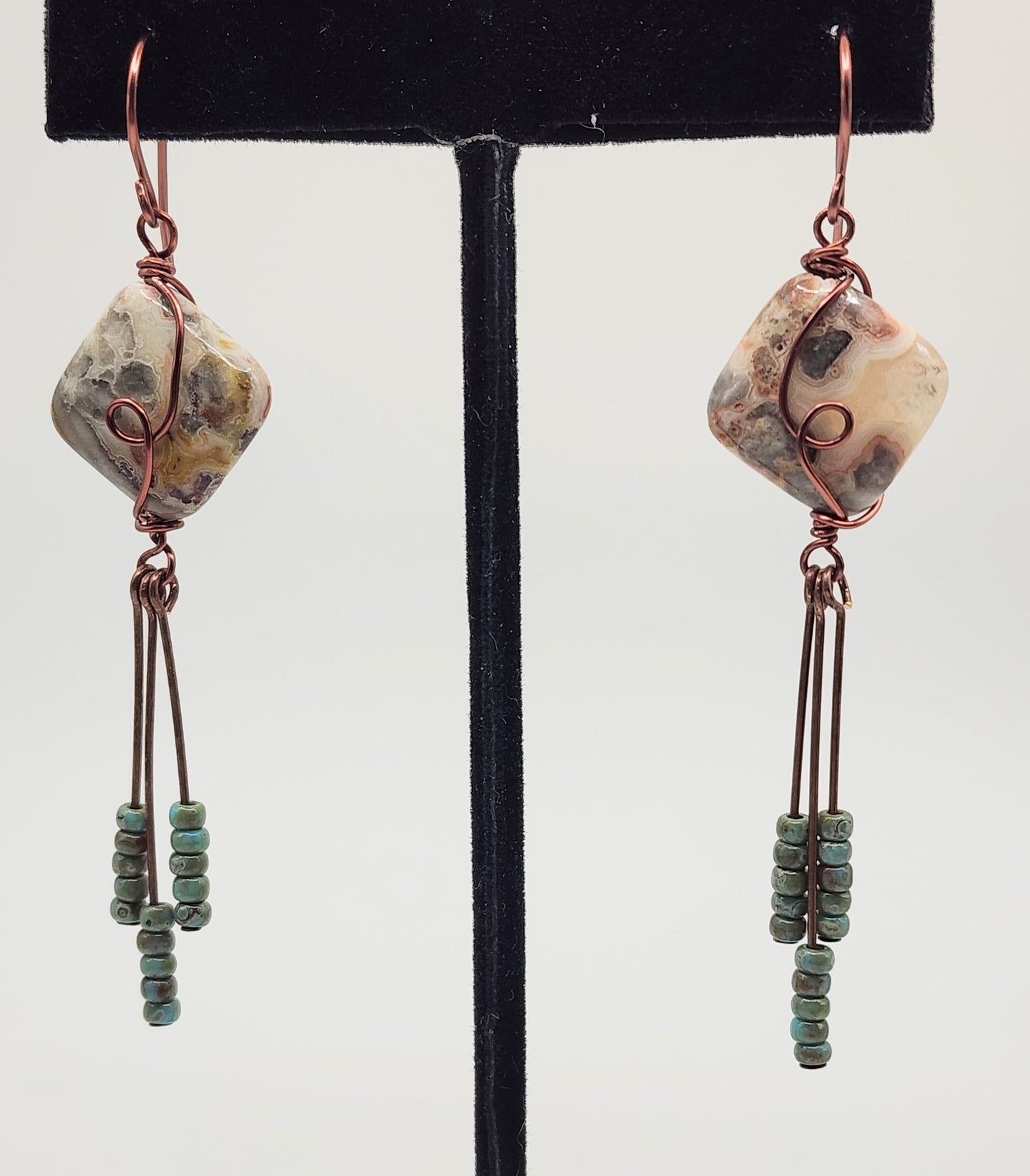 Crazy Lace Agate Dangle Earrings - Wolf Moon Designs