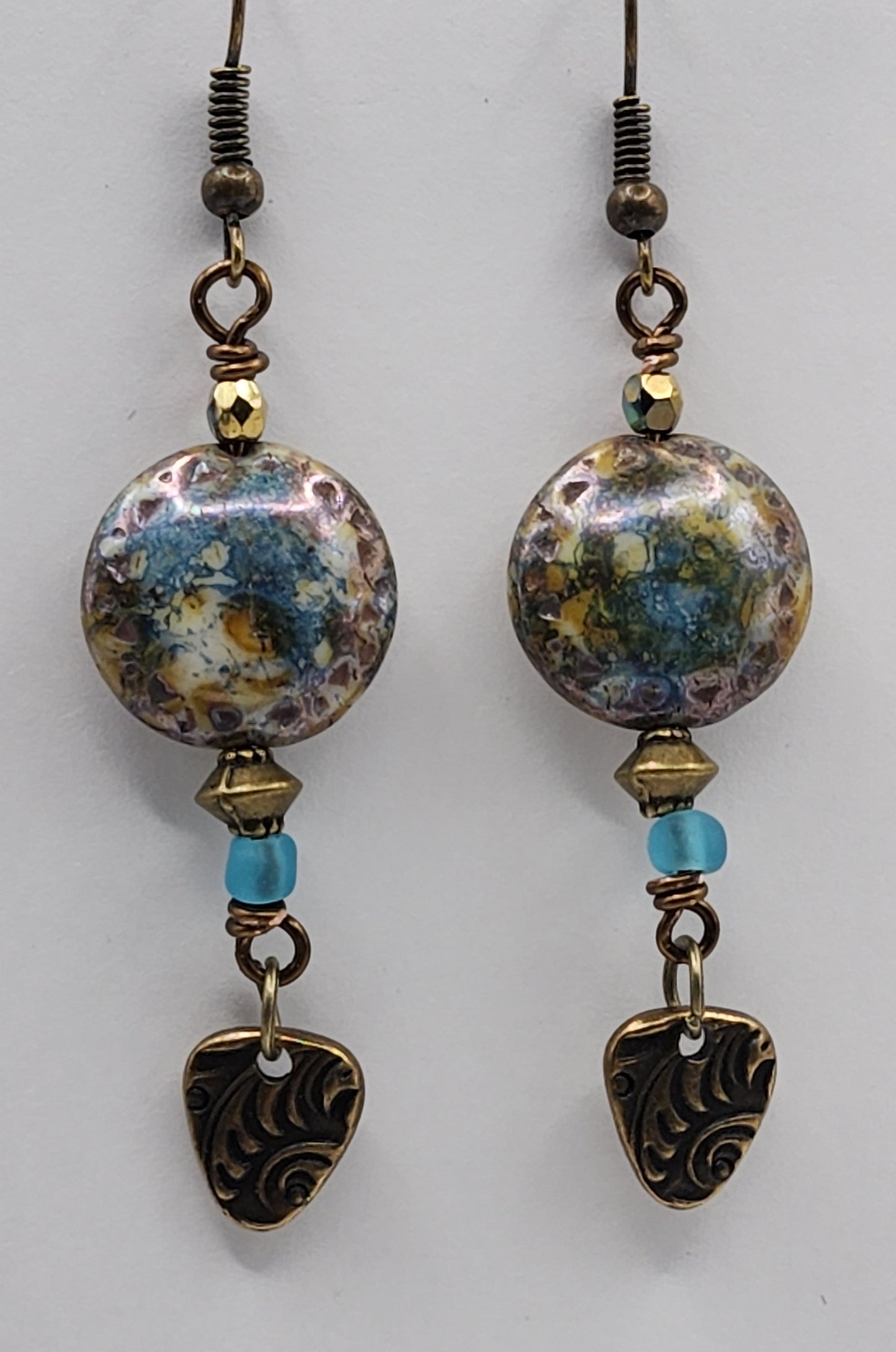 Czech Glass Picasso Earrings - Wolf Moon Designs