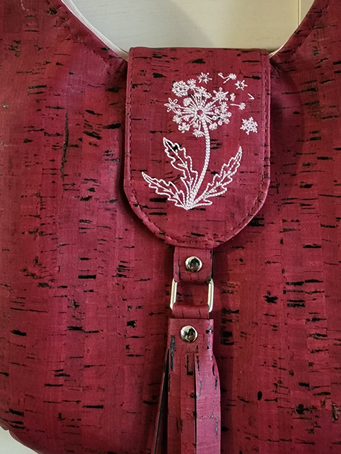 Scarlett bag in burgundy cork fabric - Wolf Moon Designs